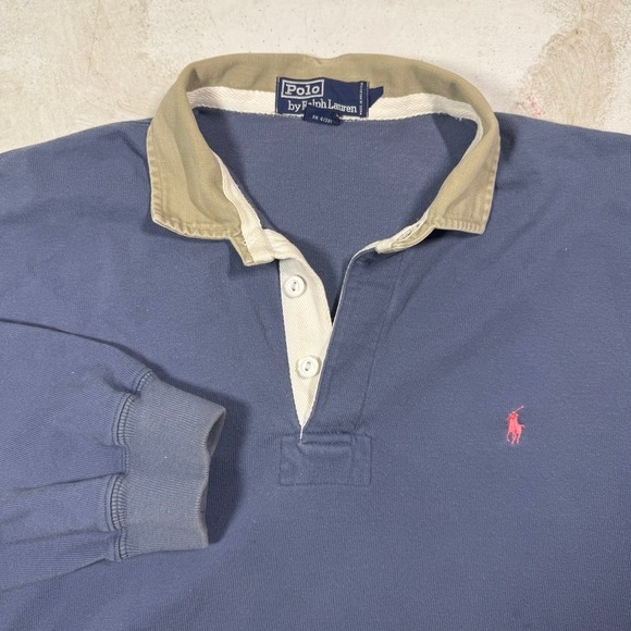 Polo Ralph Lauren Other - Polo Ralph Lauren Mens Large Blue Long Sleeve Rugby Shirt Vintage Pink Pony Logo